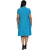 24seven Comfort Apparel Plus Size Short Sleeve Knee Length V Neck Rouched Wrap Dress - 3 of 4