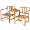 Tangkula 3 in 1 Patio Acacia Wood Table & Chairs Loveseat Bench with Coffee Table - 4 of 4