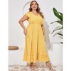 Coolmee Women's Plus Size Summer Boho Dress Ruffle Cap Sleeveless V Neck Long Beach Maxi Dress - 4 of 4