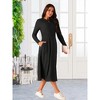INSPIRE CHIC Women's Long Sleeve Round Neck Casual Stretchy A-Line Midi Dress - 2 of 4
