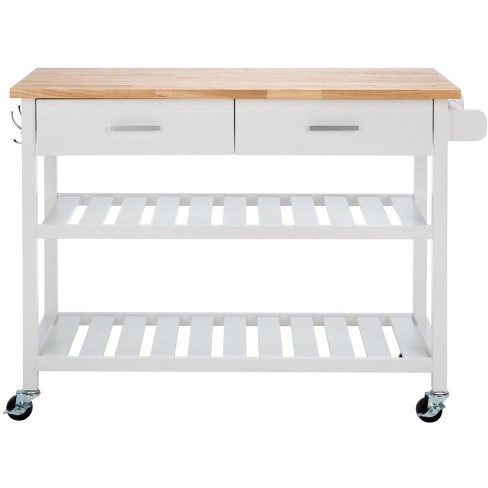 Kiko 2 Drawer 2 Shelf Kitchen Cart - White/Natural - Safavieh - image 1 of 4