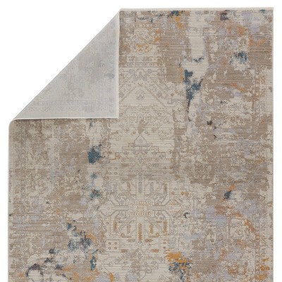 Gray and Gold Medallion Synthetic Rectangular Area Rug 8'10"x12'7"