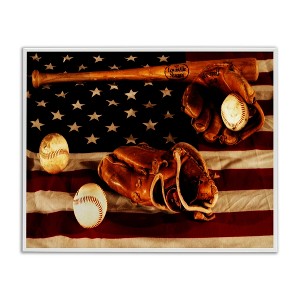 Stupell Industries Vintage American Flag Baseball Photo Framed Giclee Art - 1 of 4