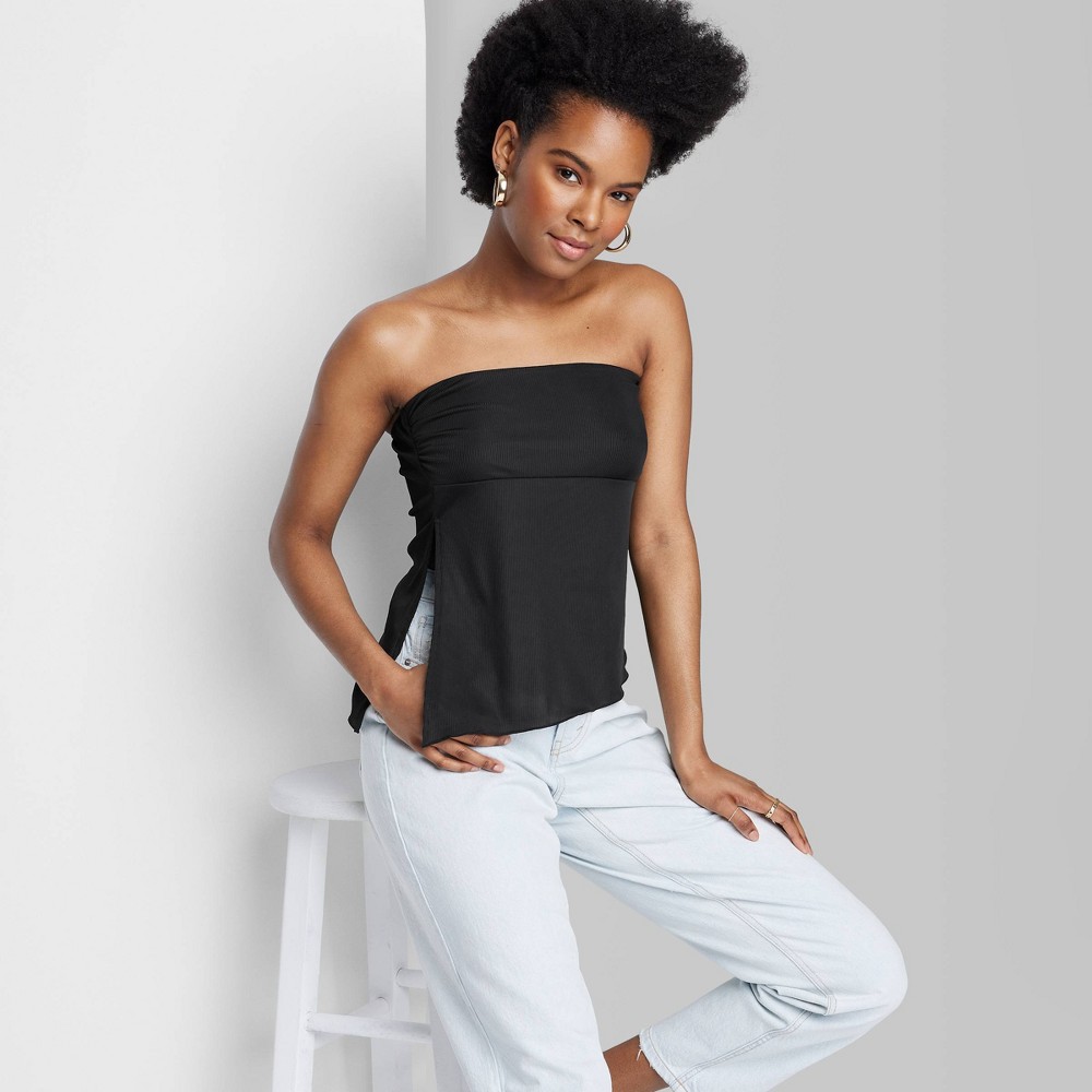 Women's Handkerchief Tube Top - Wild Fable™ Black L(4pack)