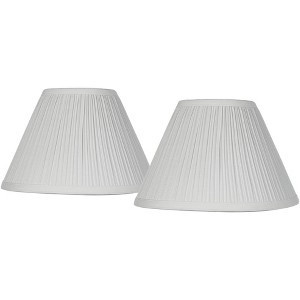 Springcrest Set of 2 Bell Lamp Shades White Mushroom Pleated Small 5" Top x 11" Bottom x 7.5" Slant Candelabra Clip-On Fitting - 1 of 4