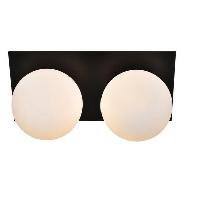 Elegant Lighting Jillian 2 light Black and frosted white Bath Sconce