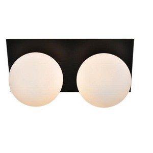 Elegant Lighting Jillian 2 light Black and frosted white Bath Sconce - 1 of 4