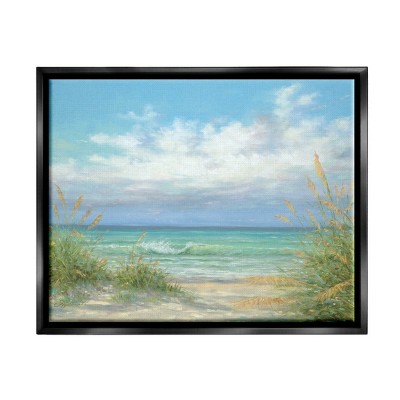 Stupell Industries Sea Shoreline Horizon Scenery Framed Floater Canvas Wall Art