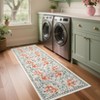 Floral Hallway Rugs  Washable Non Slip Throw Carpet Runner for Laundry Bathroom Kitchen Retro Accent Floor Cover - 2 of 4