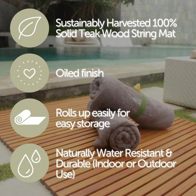 Nordic Teak 59" x 35" Oiled Shower and Bath Mat with Rubber Footing
