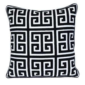 HomeRoots 20" Black and White Interlocking Cotton Throw Pillow - 1 of 4