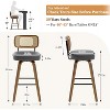 Bekrvio 26"/29" Mid-Century Modern Swivel Bar Stools Set of 1/2/3/4- Faux Leather Upholstered with Back and Bent Wood Legs,Ideal for Kitchen Island - 3 of 4