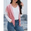 Clearlove Womens Fringe 70s Hippie Costume Sleeveless Cowgirl Western Faux Suede Tassel Leather Outerwear Shawl - 4 of 4