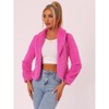INSPIRE CHIC Women's Cropped Lapel Long Sleeve Fluffy Faux Fur Jackets - 3 of 4