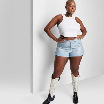 Women's High-Rise Iridescent Cutoff Jean Shorts - Wild Fable™ Light Wash