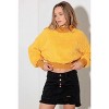 Slickblue Women's Fuzzy Ribbed Sweater, Long Sleeve, Relax Fit, Mock Neck Top, Size S/M–M/L, Mustard - 4 of 4