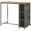 vidaXL Modern PE Rattan and Steel Bar Table with Acacia Wood Tabletop, Convenient Storage Rack in Gray and Brown for Indoor/Outdoor Use - 4 of 4