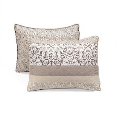 Neutral Reversible Cotton Full Quilt Set with Pillow Shams