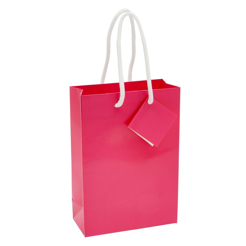 Blue Panda 20 Pack Small Hot Pink Gift Bags with Handles, Tissue Paper, Hang Tags, 7.9 x 5.5 x 2.5 In, 4 of 9