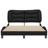 vidaXL Full-Size Bed Frame & Headboard in Black Faux Leather with Waved Design, Plywood Slats & Plush Cushion - Elegant Bedroom Furniture - 3 of 4