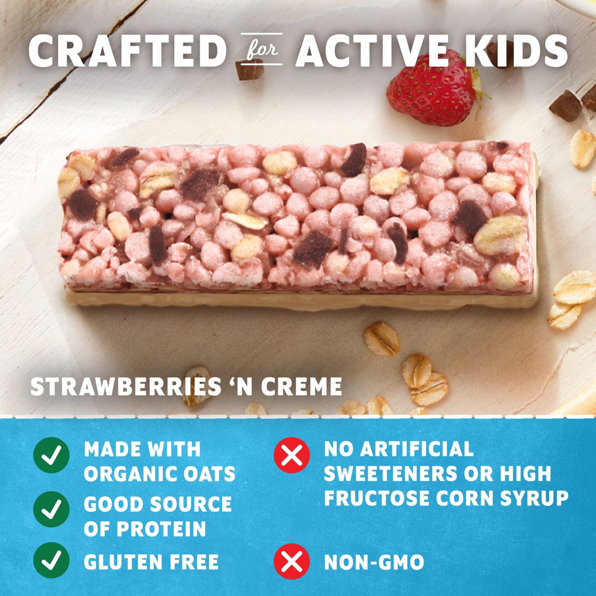 Zbar Gluten Free Strawberries 'N Creme Granola Snack Protein Bars Made with Organic Oats - 5g Protein - 12.7oz/10ct - thumbnail 4