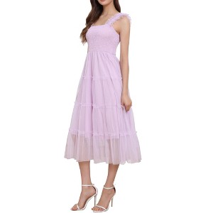 INSPIRE CHIC Women's Summer Midi Sleeveless Smocked Square Neck Tiered Ruffled Wedding Guest Dress - 1 of 4