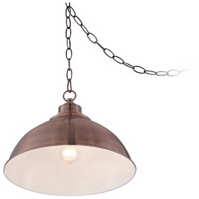 Farmhouse Copper Dome Pendant Light 13.98" Wide with Industrial Rustic Charm