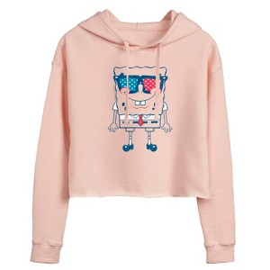 Women's - SpongeBob SquarePants - Flag Fill Sunglasses Cropped Graphic Hoodie - 1 of 4