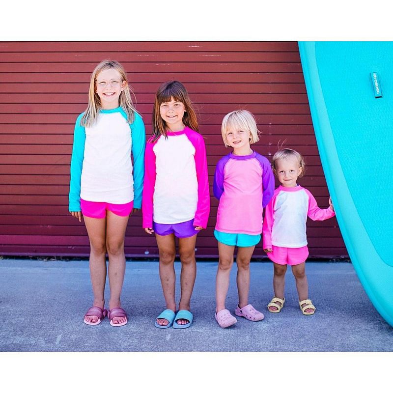City Threads USA-Made Girls UPF 50+ Color Block Long Sleeve Rashguard Tee, 3 of 5