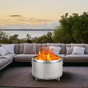 20.5" Smokeless Fire Pit, Portable Stainless Steel Wood Burner with Air Switch & Ash Pan, 80% Less Smoke, Even Heat for Camping/Backyard - 1 of 4
