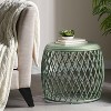 Okak Outdoor Side Tables, Small Patio End Table Round Metal Nightstand with Lattice Cutouts for Indoor Porch Yard Balcony Deck Lawn, Green - 2 of 4