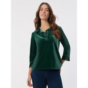 Jones New York Velour Pop-Over Collar Top - 1 of 3