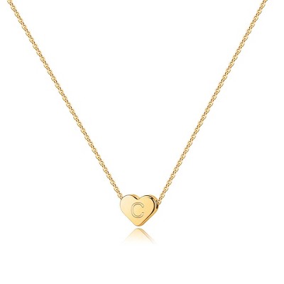 Turandoss Heart Initial Necklace for Women Girls - Dainty 14K Gold Plated Pendant Letter Alphabet Necklace, Gifts for Women Teens Jewelry