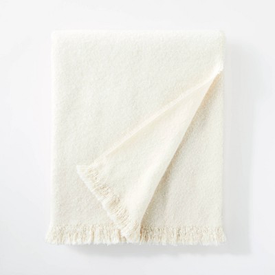 Boucle Faux Mohair Throw Blanket Cream - Threshold™ designed with Studio McGee
