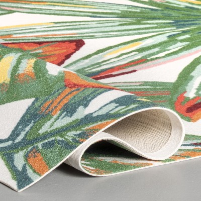 Lindsey Multicolor Floral Square Indoor/Outdoor Easy-Care Rug, 4'