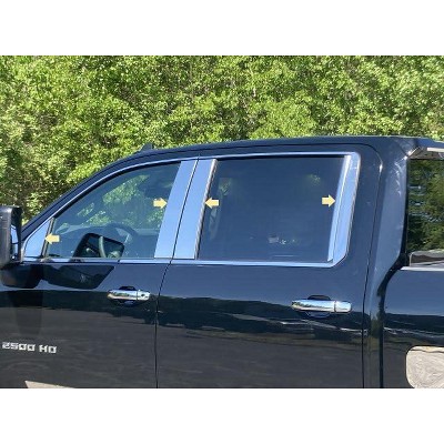 QAA Stainless Steel Pillar Trim 8Pc Fits 2020-2024 Chevy Silverado, Crew Cab, 2500/3500 HD, PP60152 QAA