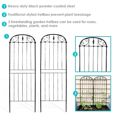 Sunnydaze Black Metal Wire Garden Trellis Set of 2