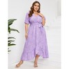 LXT-Women's Plus Size Floral Summer Dress A Line Ruffle Belted Dress - 2 of 4