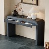 HDZNVF Rustic Console Table with Fluted Drawer Front, Entryway Table with Curved Corners and Thick Legs, Dark Navy - 3 of 4