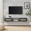 Modern Boho Floating TV Stand for TVs up to 65" with Rattan Doors - Saracina Home - image 4 of 4