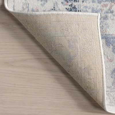 Everlee Blue and Beige Washable Synthetic 9' x 12' Area Rug