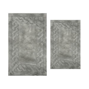 Knightsbridge Stylish And Comfortable Traditional Chain Design 2 PC Cotton Bath Rug Set 17"x24" & 21"x34" Natural - 1 of 4
