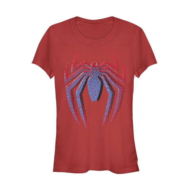Juniors Womens Marvel Spider-Man Dot Logo T-Shirt, 1 of 4