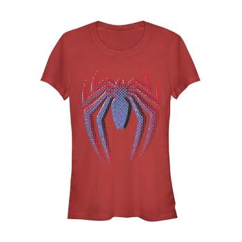 Juniors Womens Marvel Spider-Man Dot Logo T-Shirt