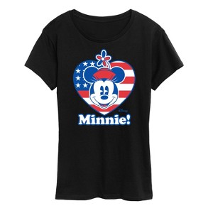 Women's - Disney - Minnie Flag Heart Short Sleeve Graphic T-Shirt - 1 of 4