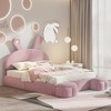Whisen Full Size Upholstered Platform Bed Featuring a Headboard with Cartoon Ear Design and Light,Storage Stools - 2 of 4