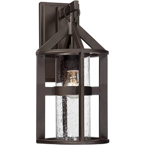 John Timberland Argentine Rustic Farmhouse Outdoor Wall Light Fixture Bronze 17" Clear Seedy Cylinder Glass for Post Exterior Barn Deck House Porch - 1 of 4