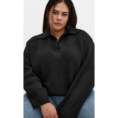 Women's Plus Size Star Alley Sweater - black | CITY CHIC