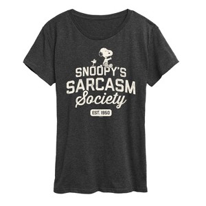 Women's - Peanuts - Snoopy Sarcasm Society Short Sleeve Graphic T-Shirt - 1 of 4