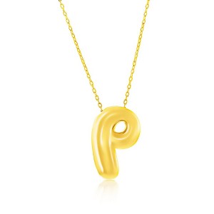 Bella Silver Sterling Silver, Bubble Initial Necklace - Gold Plated - 1 of 2